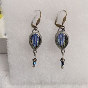 Source Unknown Iridescent Blue and Silver Earrings